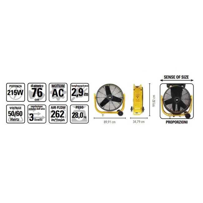 Vendita online Ventilatore d'aria professionale a turbina diam.76 cm. CT009